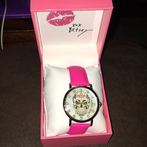 Hot Pink Skull Betsey Johnson Watch